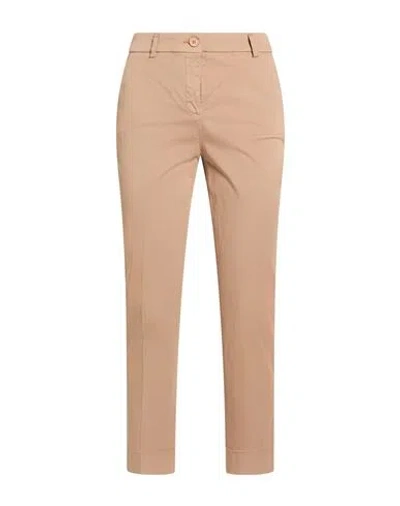 Via Masini 80 Woman Pants Sand Size 12 Cotton, Elastomultiester, Elastane In Beige