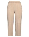 Via Masini 80 Woman Pants Sand Size 8 Leather In Beige