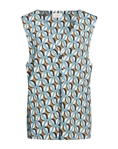 Via Masini 80 Woman Tailored Vest Khaki Size 10 Viscose, Elastane In Blue