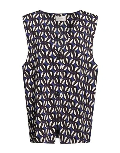 Via Masini 80 Woman Tailored Vest Navy Size 10 Viscose, Elastane In Blue
