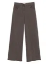 Via Masini 80 Dark Brown Cotton Wide-leg Trousers In Black