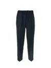 Via Masini 80 Black Elastic Trousers In Blu