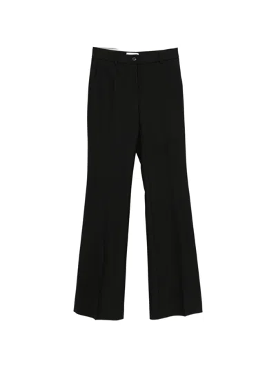 Via Masini 80 Wool Flared Leg Trousers In Black