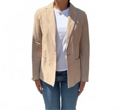 Via Masini Suede Blazer In Tan In Brown