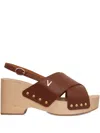 Via Roma 15 100mm Cross-strap Wooden-sole Sandals In Brown