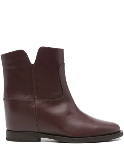 Via Roma 15 25mm Leather Boots In Red