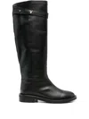 Via Roma 15 30mm Buckle-fastening Leather Boots In Black