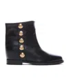 Via Roma 15 Ankle Boots Inside Wedge In Black Leather In Black