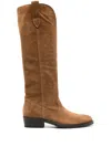 Via Roma 15 Almond Toe Camel-brown Leather Suede Boots In Brown