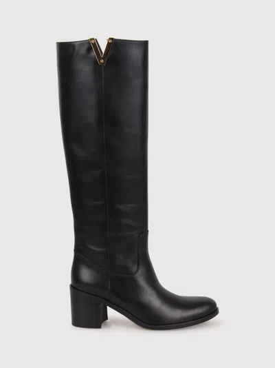 Via Roma 15 65mm Logo Plaque Knee-high Boots In Brown