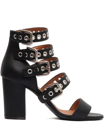 Via Roma 15 80mm Buckle-detail Eyelet Sandals In Black