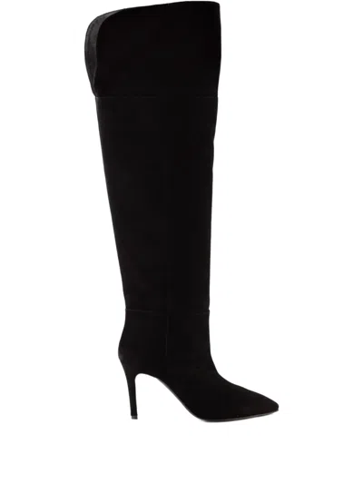 Via Roma 15 80mm Pointed-toe Knee-high Suede Boots In Black