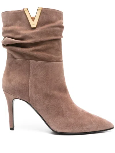 Via Roma 15 80mm Suede Boots In Brown