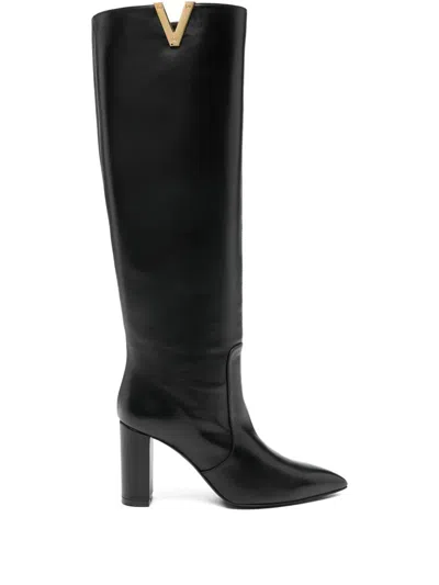 Via Roma 15 85mm Leather Boots In Black