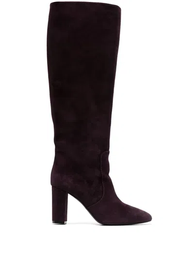 Via Roma 15 85mm Suede Knee-high Boots In Purple