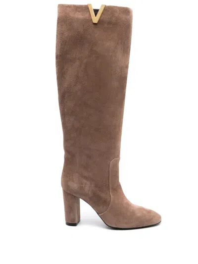 Via Roma 15 90mm Knee-high Suede Boots In 褐色