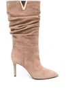 Via Roma 15 Golden V + Stiletto Heel Boots In Red