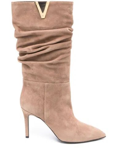 Via Roma 15 90mm Logo-plaque Boots In Red