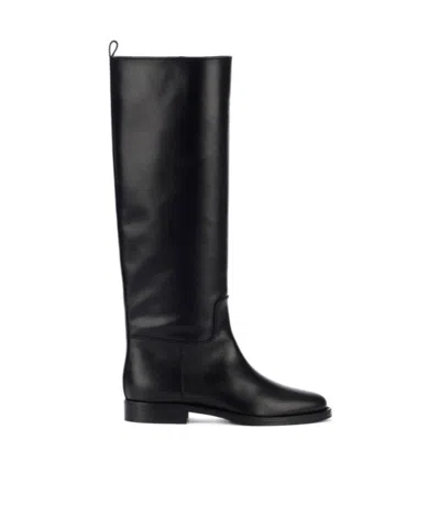 Via Roma 15 Almond Toe Riding Boots In Black