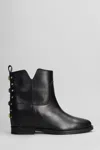 Via Roma 15 Ankle Boots Inside Wedge In Black Leather In Black