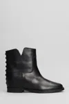 Via Roma 15 Ankle Boots Inside Wedge In Black Leather In Black