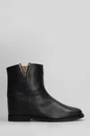Via Roma 15 Ankle Boots Inside Wedge In Black Leather In Black