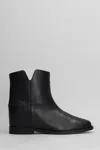 Via Roma 15 Ankle Boots Inside Wedge In Black Leather In Black