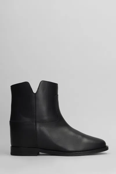 Via Roma 15 Ankle Boots Inside Wedge In Black Leather