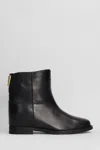 Via Roma 15 Ankle Boots Inside Wedge In Black Leather In Black