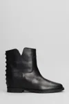 Via Roma 15 Ankle Boots Inside Wedge In Black Leather In Multi