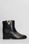 Via Roma 15 Ankle Boots Inside Wedge In Black Leather In Black