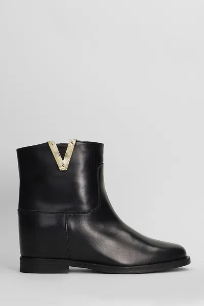 Via Roma 15 Ankle Boots Inside Wedge In Black Leather