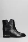 Via Roma 15 Ankle Boots Inside Wedge In Black Leather In Black