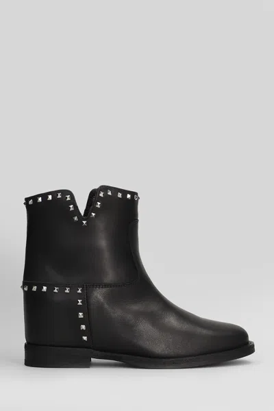 Via Roma 15 Ankle Boots Inside Wedge In Black Leather