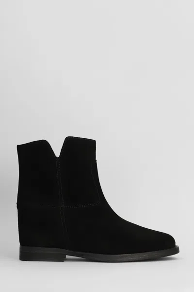 Via Roma 15 Ankle Boots Inside Wedge In Black Suede