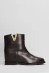 Via Roma 15 Ankle Boots Inside Wedge In Dark Brown Leather In Brown