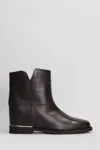 Via Roma 15 Ankle Boots Inside Wedge In Dark Brown Leather In Brown