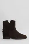 Via Roma 15 Ankle Boots Inside Wedge In Dark Brown Suede In Brown
