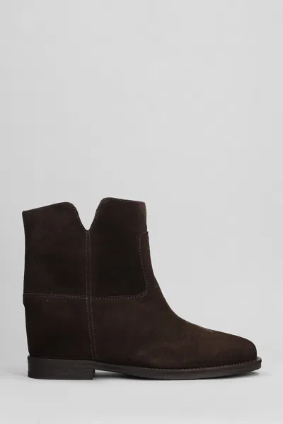 Via Roma 15 Ankle Boots Inside Wedge In Dark Brown Suede