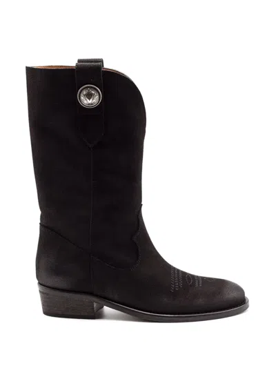 Via Roma 15 Applique-embroidery Boots In Black
