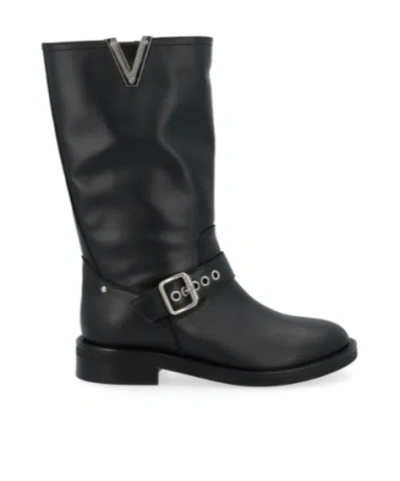 Via Roma 15 Belted Short Boots In Black