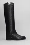 Via Roma 15 Studded 25mm Leather Boots In Black