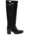 VIA ROMA 15 BLACK CALF LEATHER KNEE-LENGTH BOOTS