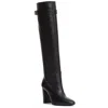 Via Roma 15 Black Leather Boot Heel 90mm In Black