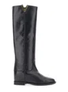Via Roma 15 Knee-high Boots With Subtle V-gold Accent In Black