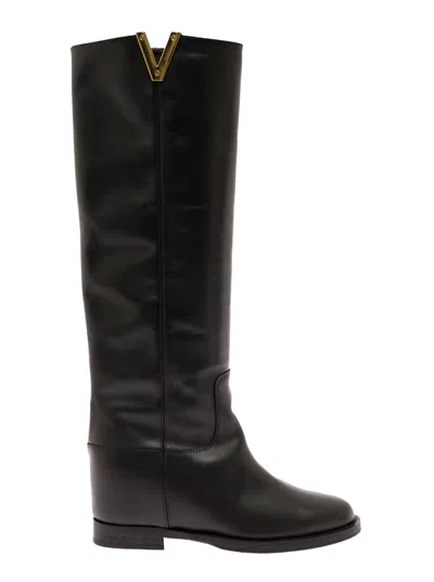 VIA ROMA 15 BLACK LEATHER BOOTS