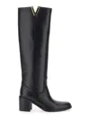 Via Roma 15 Black Leather Knee-length Boots In Black