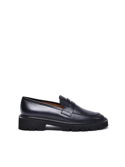 Via Roma 15 Black Leather Rubber Women's Moccasins