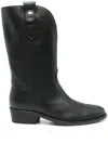Via Roma 15 Texan Ankle Boots In Black Leather In Black