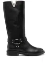 Via Roma 15 Black Leather Boots In Black